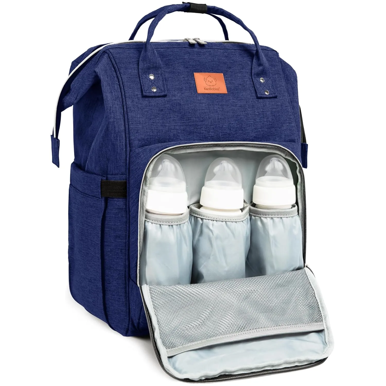 KeaBabies Baby Diaper Bag Backpack - Large Baby Bag for Boys, Girls, Waterproof Multi Function Travel Diaper Backpack with Changing Pad, Durable Travel Essentials for Moms and Dads (Marine Blue)