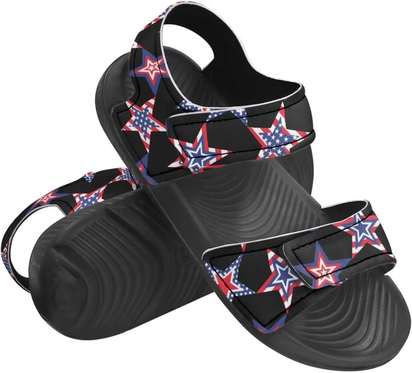 Kids Double Buckle Sandals Fashion Lightweight Non Slip Slides Shoe with Arch Support for Toddler Little Kids Black Sole