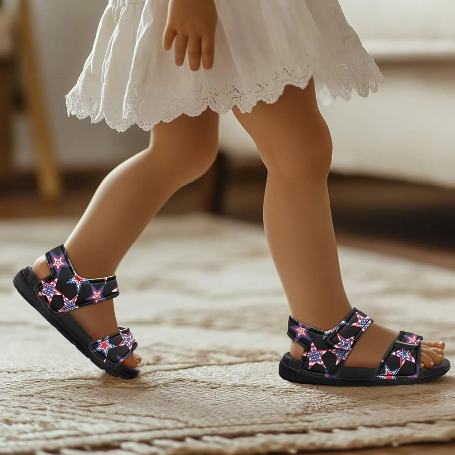 Kids Double Buckle Sandals Fashion Lightweight Non Slip Slides Shoe with Arch Support for Toddler Little Kids Black Sole