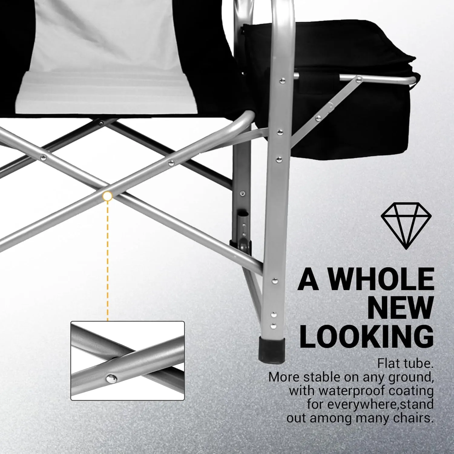 KingCamp Directors Chair with Side Table, Portable Folding Camping Chairs 300lbs Heavy Duty Seat with Pocket, Breathable Mesh Back & Compact Design for Camping Hiking Backpacking Fishing