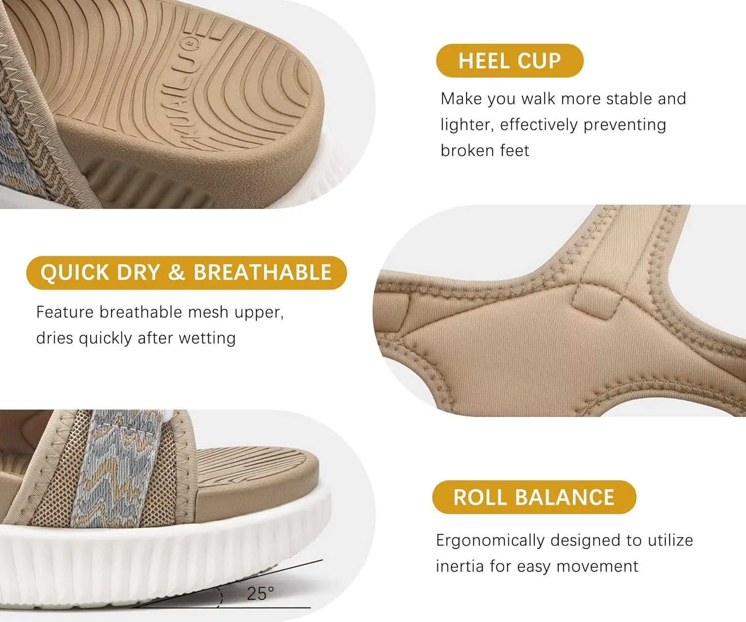 KuaiLu Womens Orthopedic Walking Sandals Recovery Sport Outdoor Hiking Water Sandles Thick Athletic Cushion Adjustable Strap Sandals with Comfortable Plantar Fasciitis Arch Support