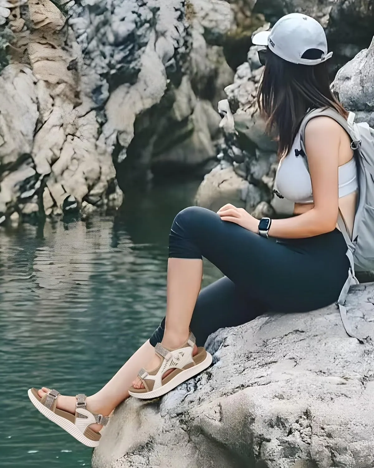 KuaiLu Womens Orthopedic Walking Sandals Recovery Sport Outdoor Hiking Water Sandles Thick Athletic Cushion Adjustable Strap Sandals with Comfortable Plantar Fasciitis Arch Support