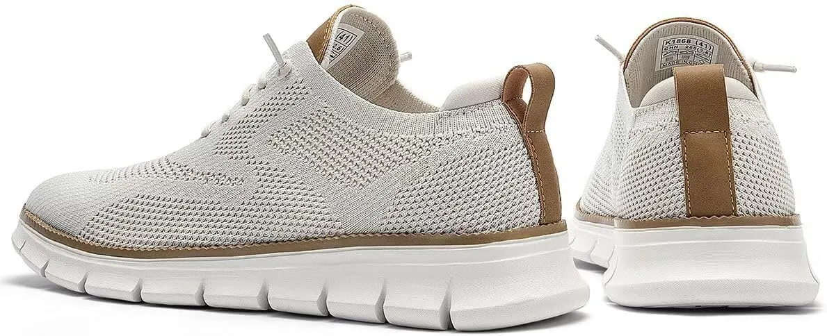 Kundork Men's Casual Dress Shoes Comfort Walking Shoes Mesh Knit Lightweight Breathable Sneakers