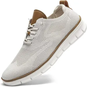 Kundork Men's Casual Dress Shoes Comfort Walking Shoes Mesh Knit Lightweight Breathable Sneakers