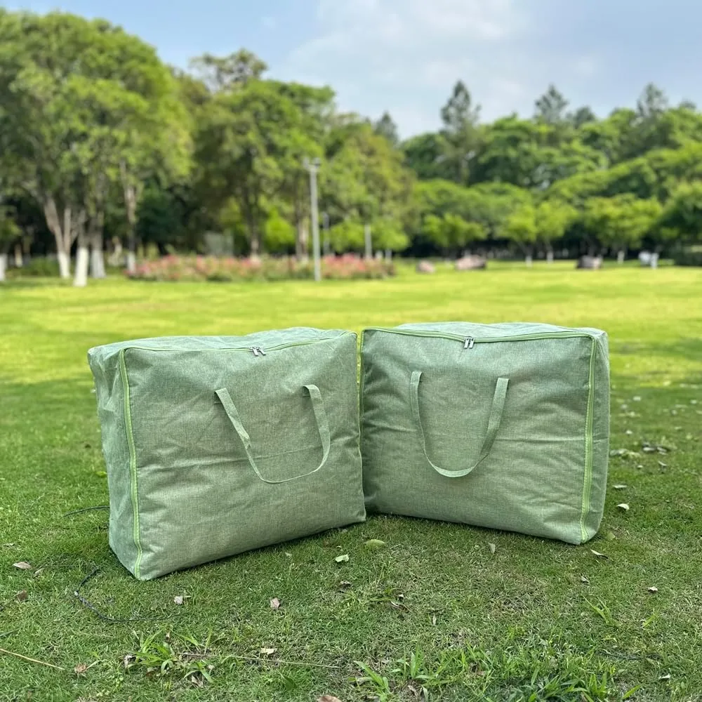 Large Capacity Storage Organizer Foldable Cotton-Linen Moving Bag For Travel Packing Storage Supplies for Room Essentials -2PCS