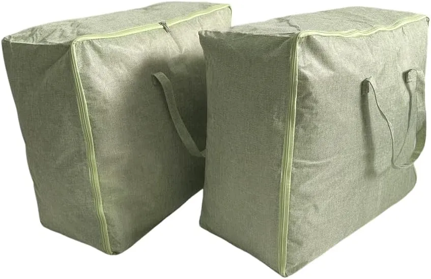 Large Capacity Storage Organizer Foldable Cotton-Linen Moving Bag For Travel Packing Storage Supplies for Room Essentials -2PCS