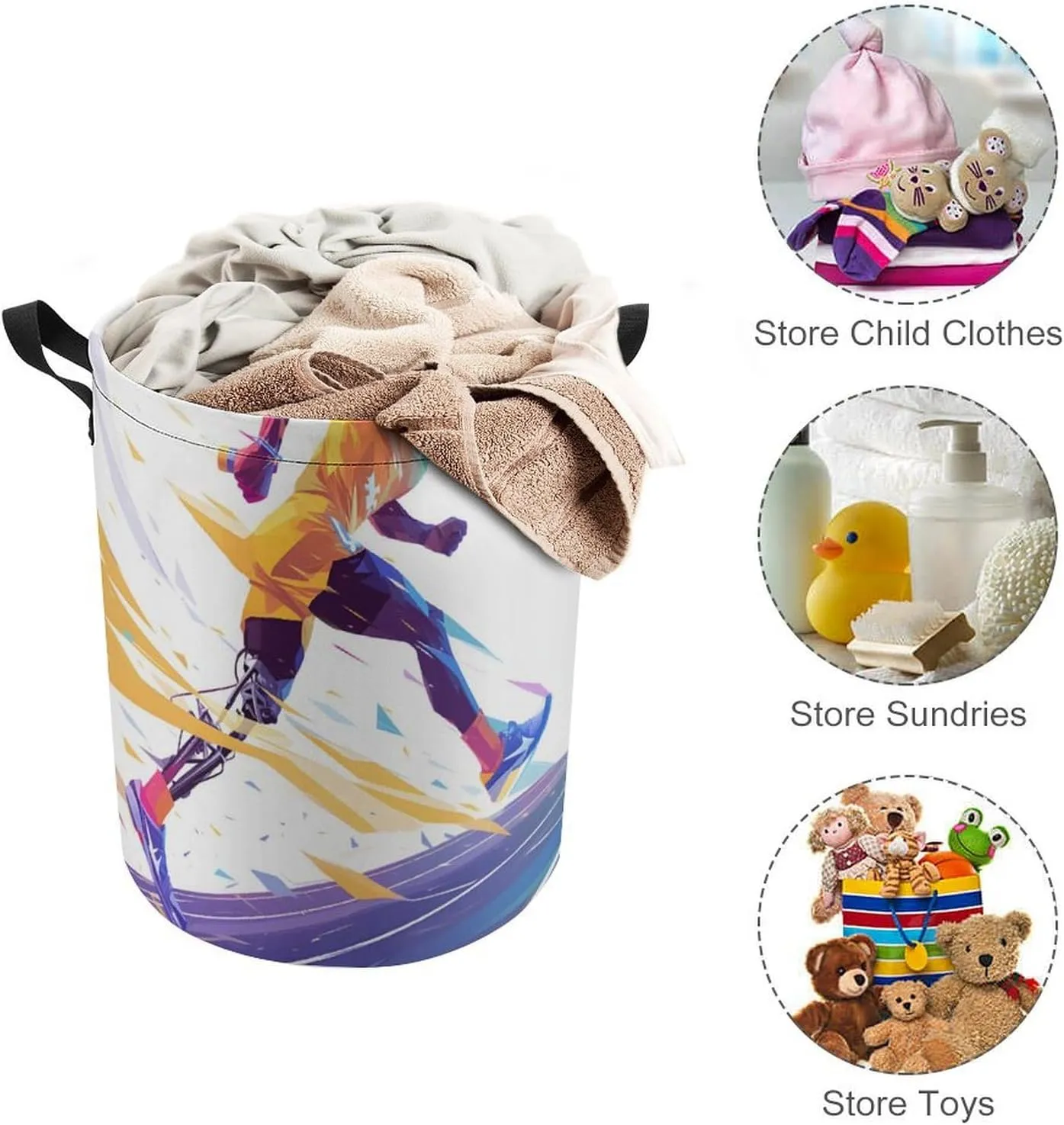 Laundry Hampers, Large Drawstring Laundry Bag, Removable Laundry Bags, Collapsible Storage Bin with Handles for Home Organization, Kids Room, Nursery Athletic Shoe