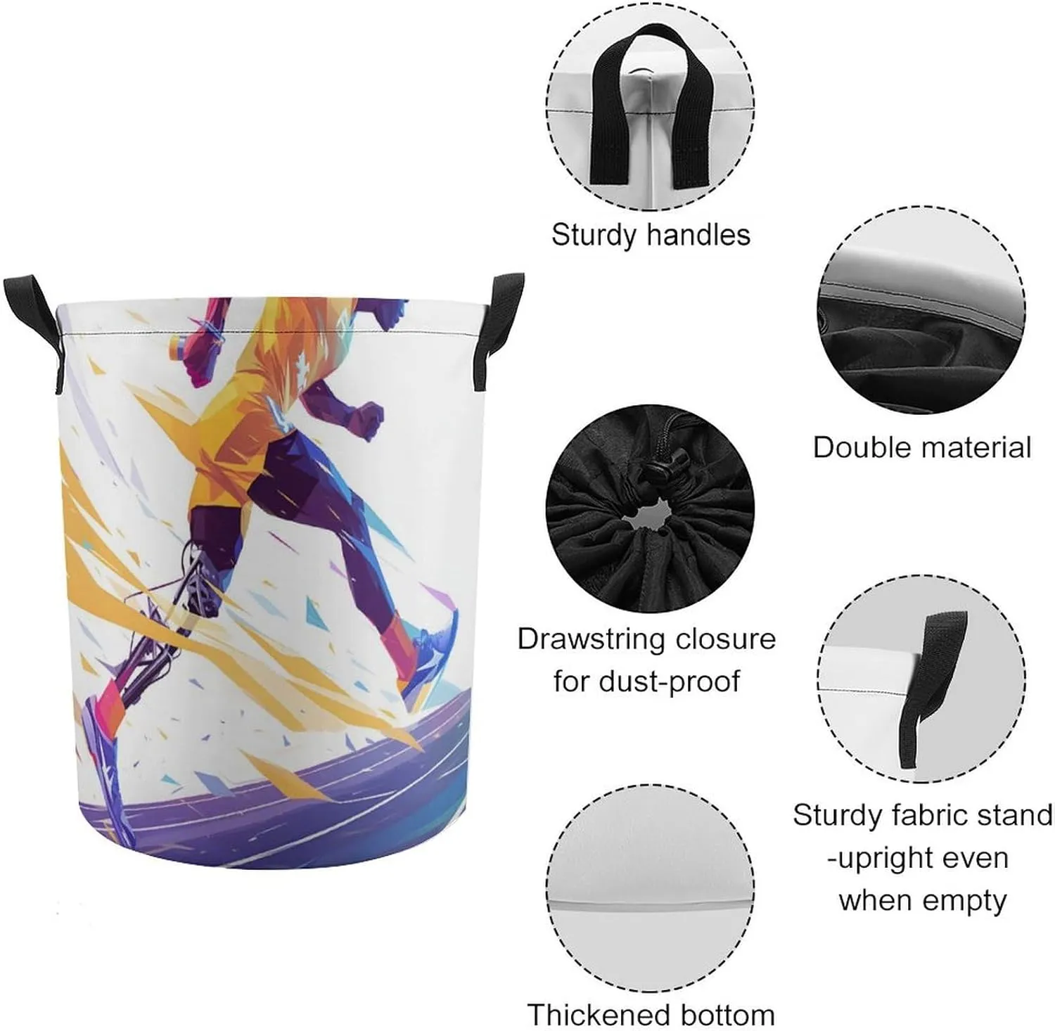 Laundry Hampers, Large Drawstring Laundry Bag, Removable Laundry Bags, Collapsible Storage Bin with Handles for Home Organization, Kids Room, Nursery Athletic Shoe
