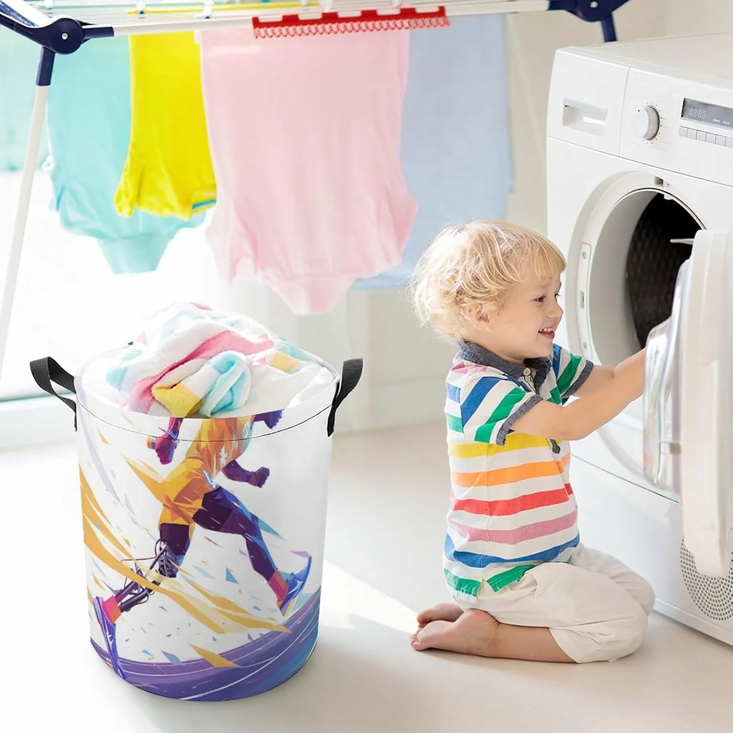 Laundry Hampers, Large Drawstring Laundry Bag, Removable Laundry Bags, Collapsible Storage Bin with Handles for Home Organization, Kids Room, Nursery Athletic Shoe