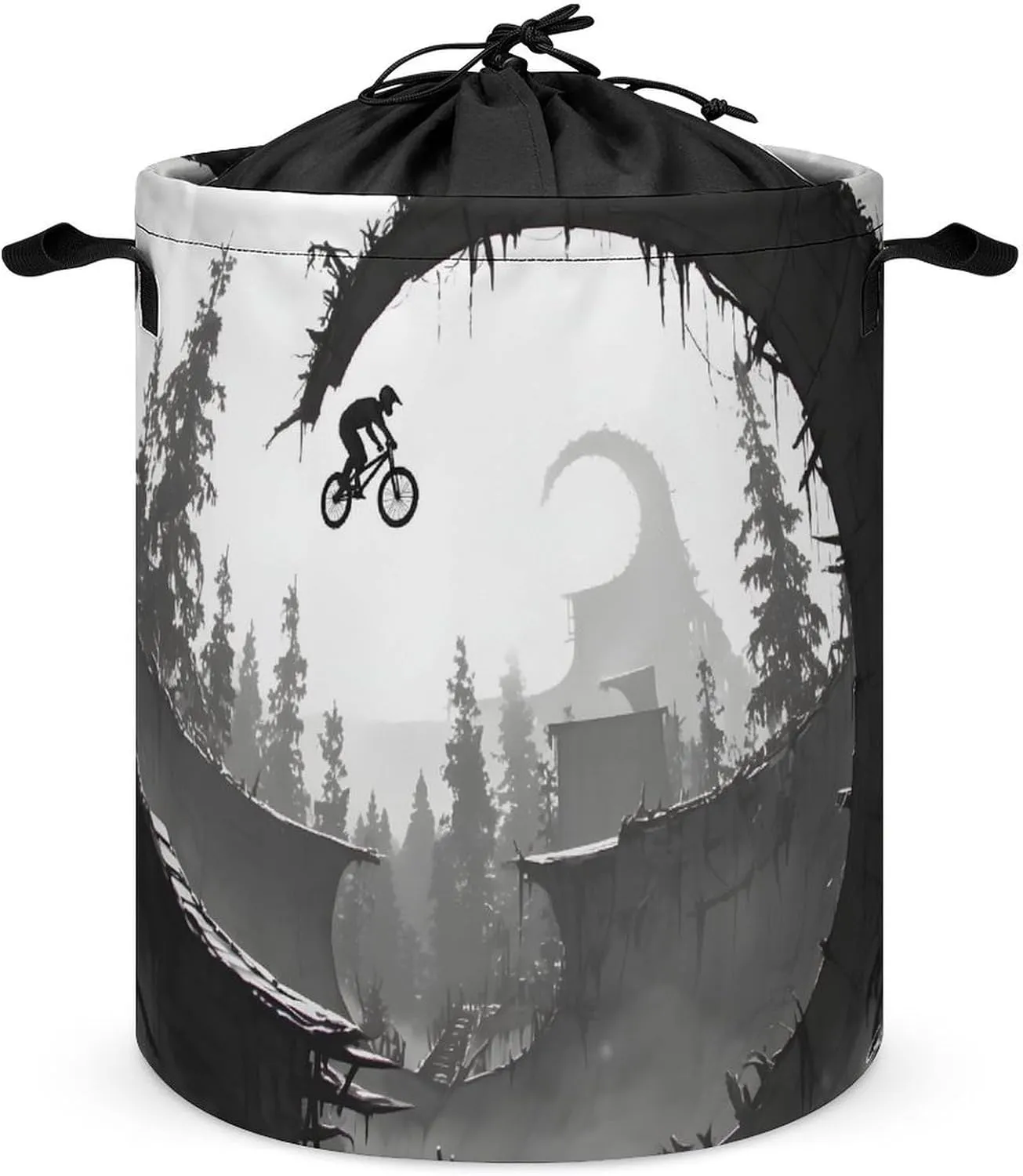 Laundry Hampers, Large Drawstring Laundry Bag, Removable Laundry Bags, Collapsible Storage Bin with Handles for Home Organization, Kids Room, Nursery Black