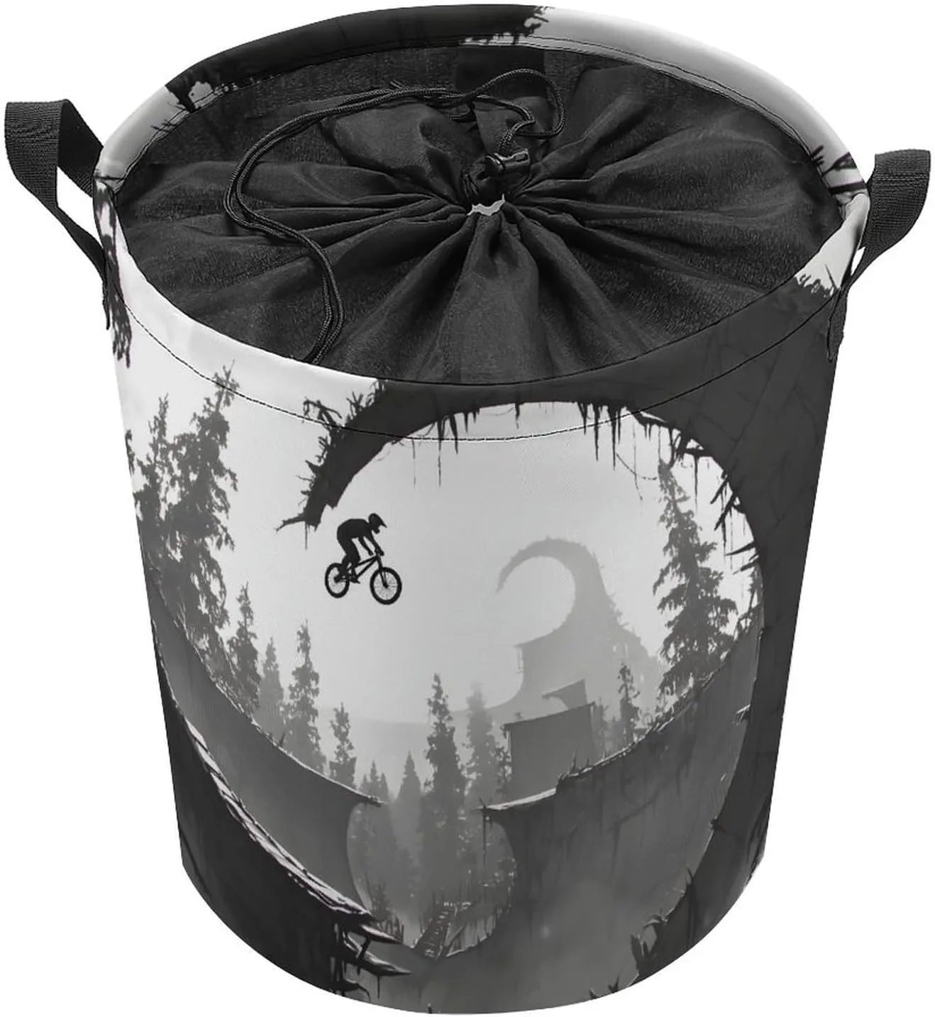 Laundry Hampers, Large Drawstring Laundry Bag, Removable Laundry Bags, Collapsible Storage Bin with Handles for Home Organization, Kids Room, Nursery Black