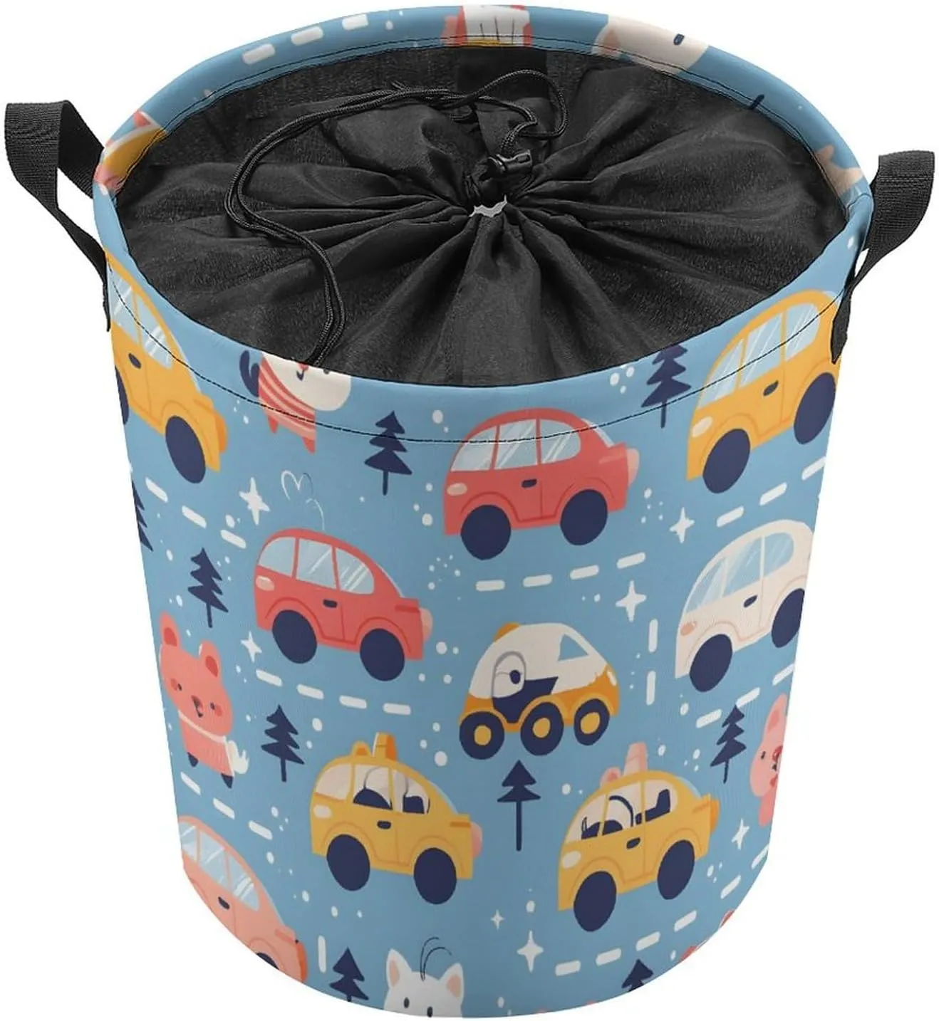 Laundry Hampers, Large Drawstring Laundry Bag, Removable Laundry Bags, Collapsible Storage Bin with Handles for Home Organization, Kids Room, Nursery Blue