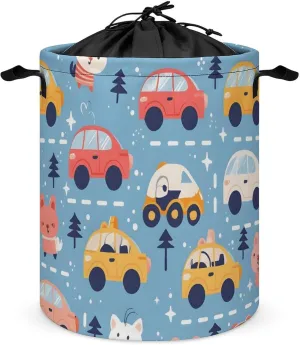 Laundry Hampers, Large Drawstring Laundry Bag, Removable Laundry Bags, Collapsible Storage Bin with Handles for Home Organization, Kids Room, Nursery Blue