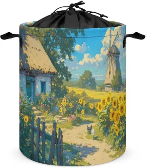 Laundry Hampers, Large Drawstring Laundry Bag, Removable Laundry Bags, Collapsible Storage Bin with Handles for Home Organization, Kids Room, Nursery Cloud