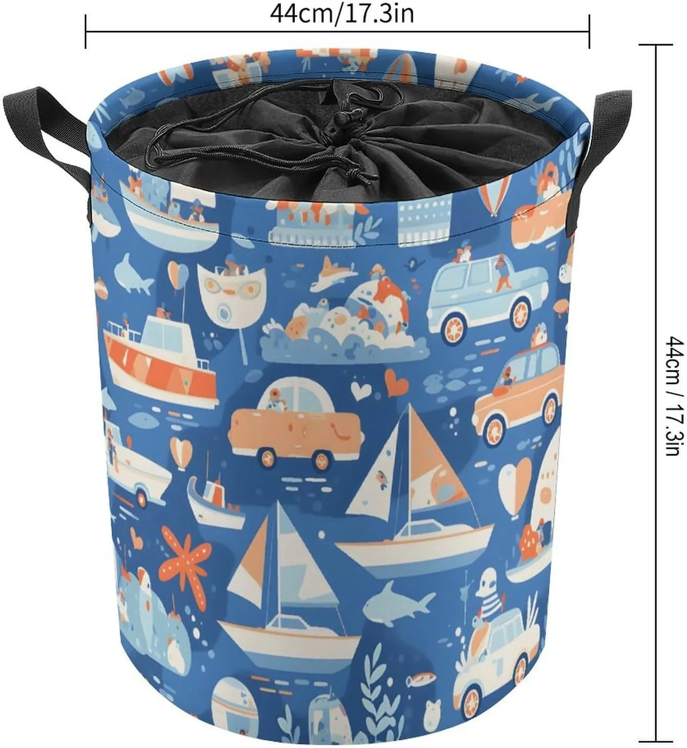 Laundry Hampers, Large Drawstring Laundry Bag, Removable Laundry Bags, Collapsible Storage Bin with Handles for Home Organization, Kids Room, Nursery Electric Blue