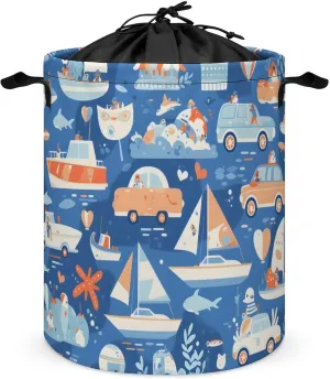 Laundry Hampers, Large Drawstring Laundry Bag, Removable Laundry Bags, Collapsible Storage Bin with Handles for Home Organization, Kids Room, Nursery Electric Blue
