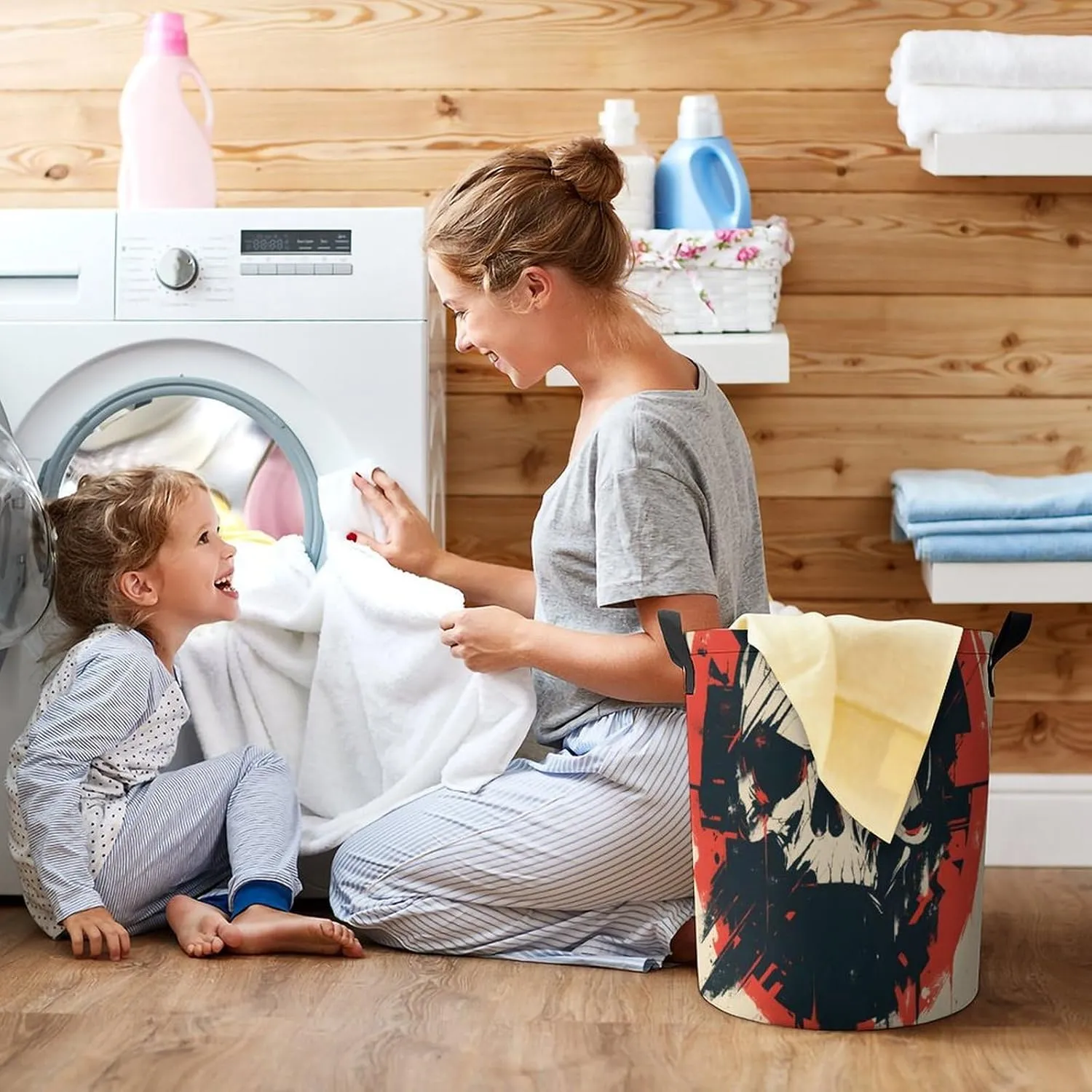 Laundry Hampers, Large Drawstring Laundry Bag, Removable Laundry Bags, Collapsible Storage Bin with Handles for Home Organization, Kids Room, Nursery Fictional Character