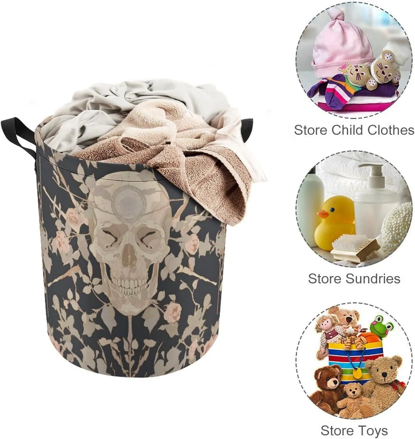 Laundry Hampers, Large Drawstring Laundry Bag, Removable Laundry Bags, Collapsible Storage Bin with Handles for Home Organization, Kids Room, Nursery Font