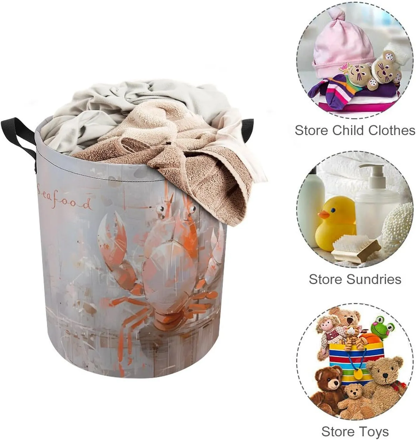 Laundry Hampers, Large Drawstring Laundry Bag, Removable Laundry Bags, Collapsible Storage Bin with Handles for Home Organization, Kids Room, Nursery Painting