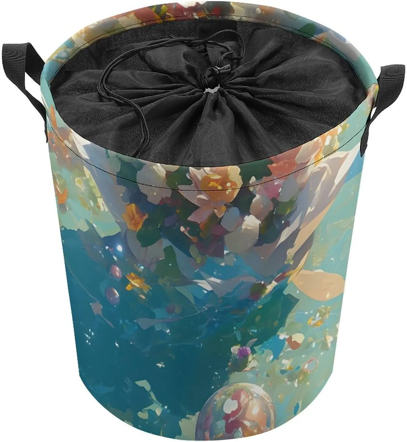 Laundry Hampers, Large Drawstring Laundry Bag, Removable Laundry Bags, Collapsible Storage Bin with Handles for Home Organization, Kids Room, Nursery Plant