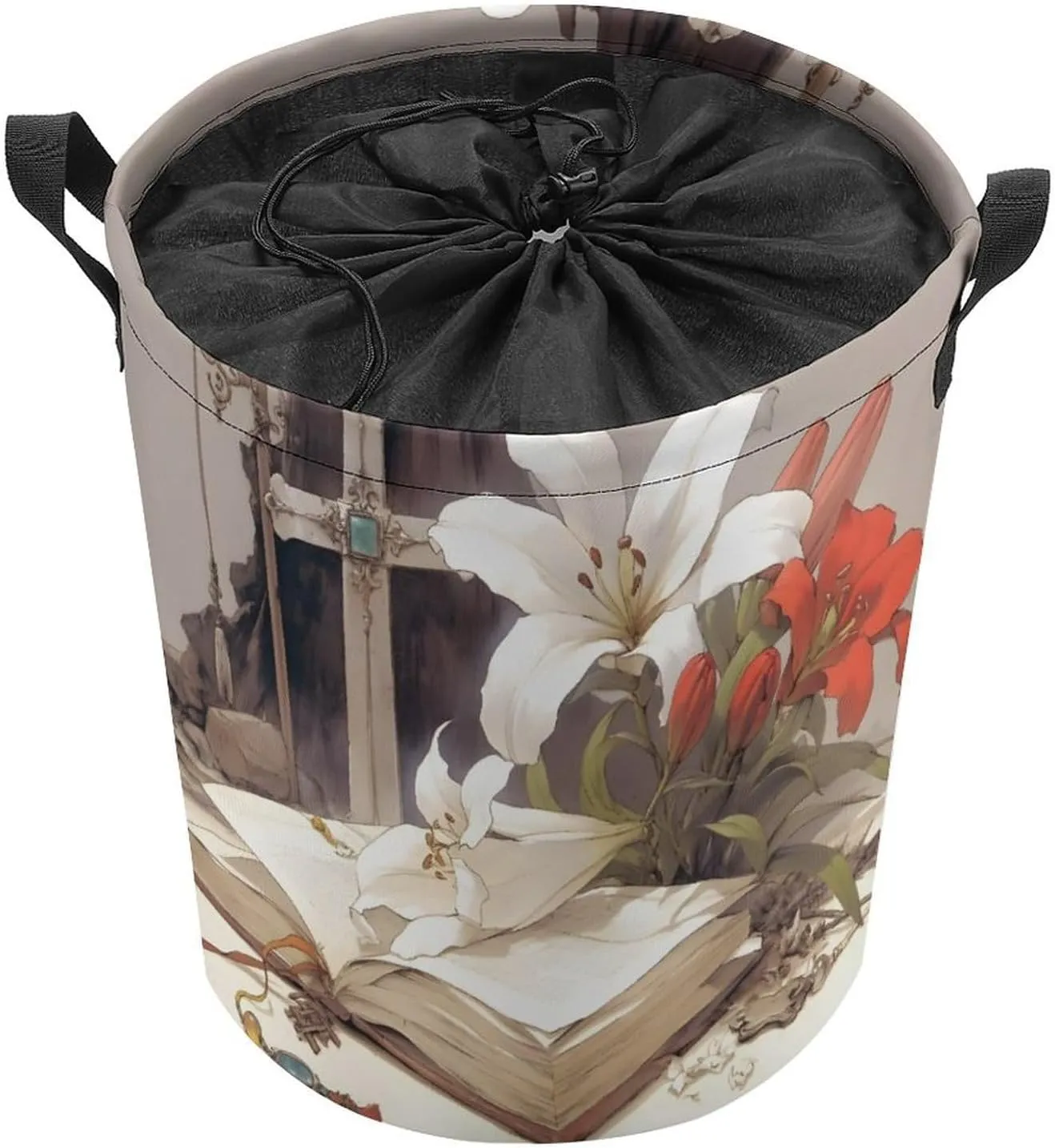 Laundry Hampers, Large Drawstring Laundry Bag, Removable Laundry Bags, Collapsible Storage Bin with Handles for Home Organization, Kids Room, Nursery Terrestrial Plant