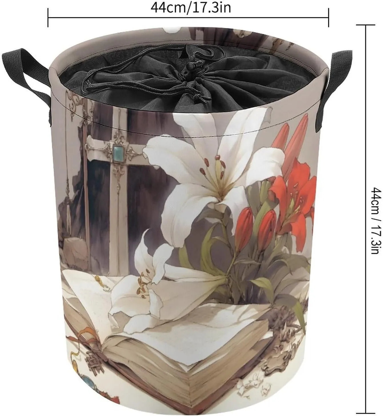 Laundry Hampers, Large Drawstring Laundry Bag, Removable Laundry Bags, Collapsible Storage Bin with Handles for Home Organization, Kids Room, Nursery Terrestrial Plant