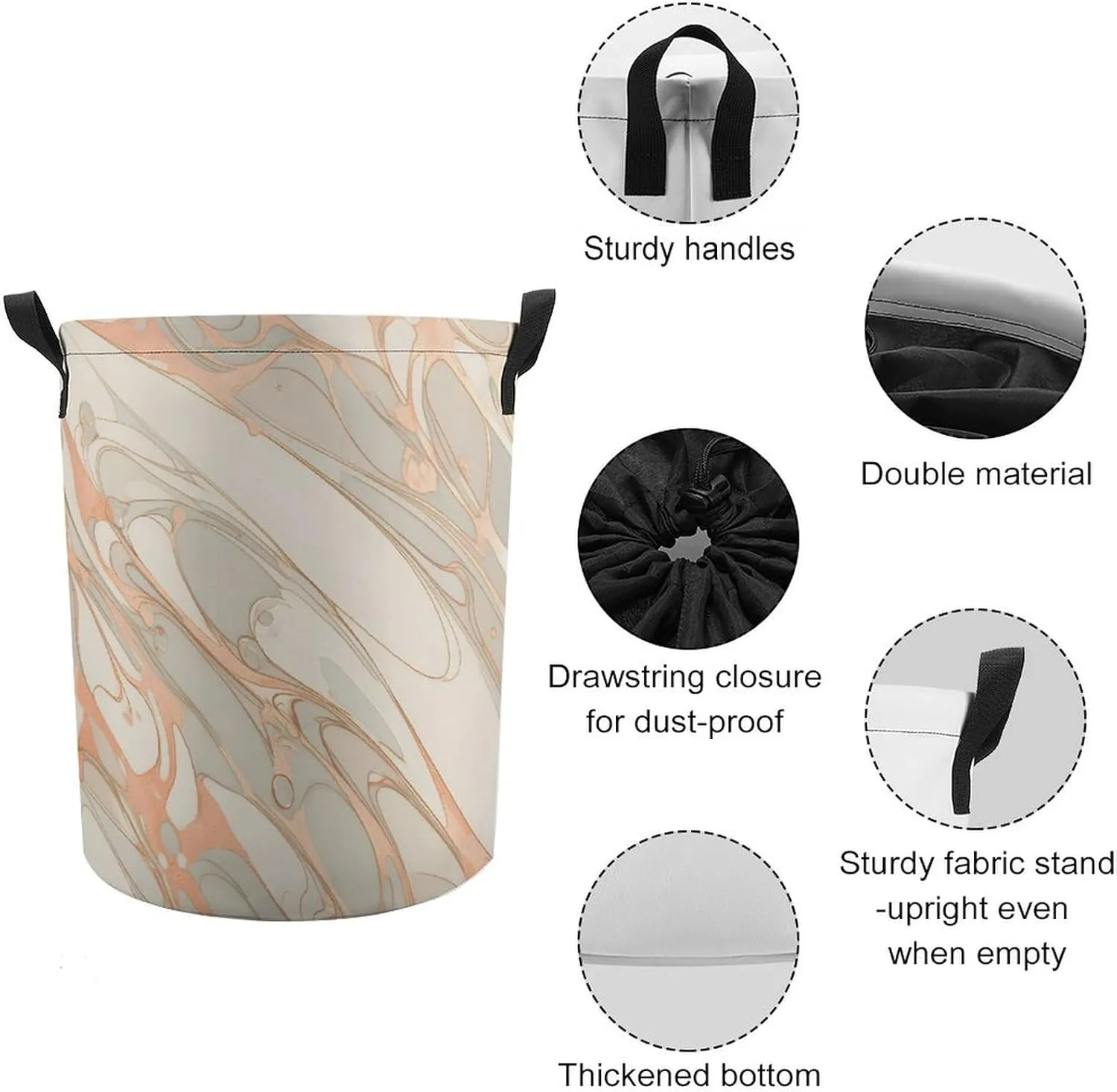 Laundry Hampers, Large Drawstring Laundry Bag, Removable Laundry Bags, Collapsible Storage Bin with Handles for Home Organization, Kids Room, Nursery Vertebrate