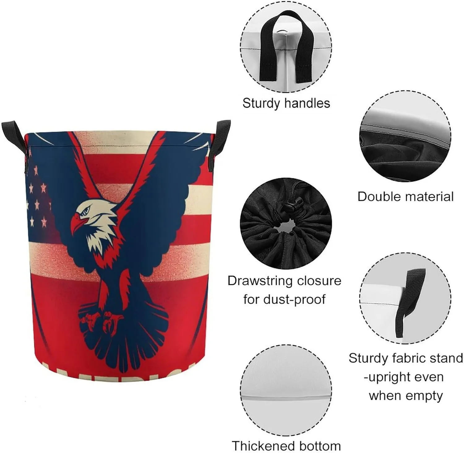 Laundry Hampers, Large Drawstring Laundry Bag, Removable Laundry Bags, Collapsible Storage Bin with Handles for Home Organization, Kids Room, Nursery Vertebrate