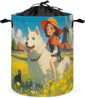 Laundry Hampers, Large Drawstring Laundry Bag, Removable Laundry Bags, Collapsible Storage Bin with Handles for Home Organization, Kids Room, Nursery Vertebrate