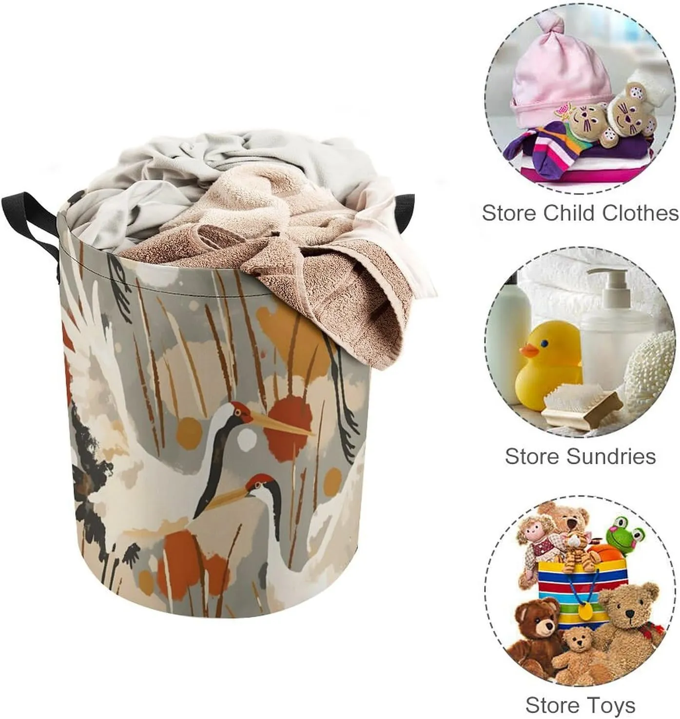 Laundry Hampers, Large Drawstring Laundry Bag, Removable Laundry Bags, Collapsible Storage Bin with Handles for Home Organization, Kids Room, Nursery Vertebrate