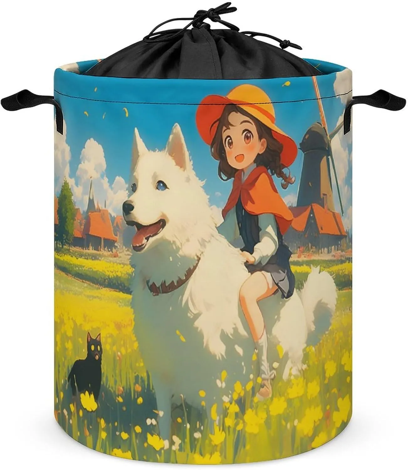 Laundry Hampers, Large Drawstring Laundry Bag, Removable Laundry Bags, Collapsible Storage Bin with Handles for Home Organization, Kids Room, Nursery Vertebrate
