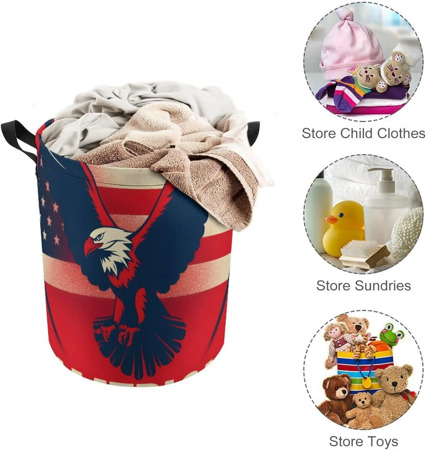 Laundry Hampers, Large Drawstring Laundry Bag, Removable Laundry Bags, Collapsible Storage Bin with Handles for Home Organization, Kids Room, Nursery Vertebrate