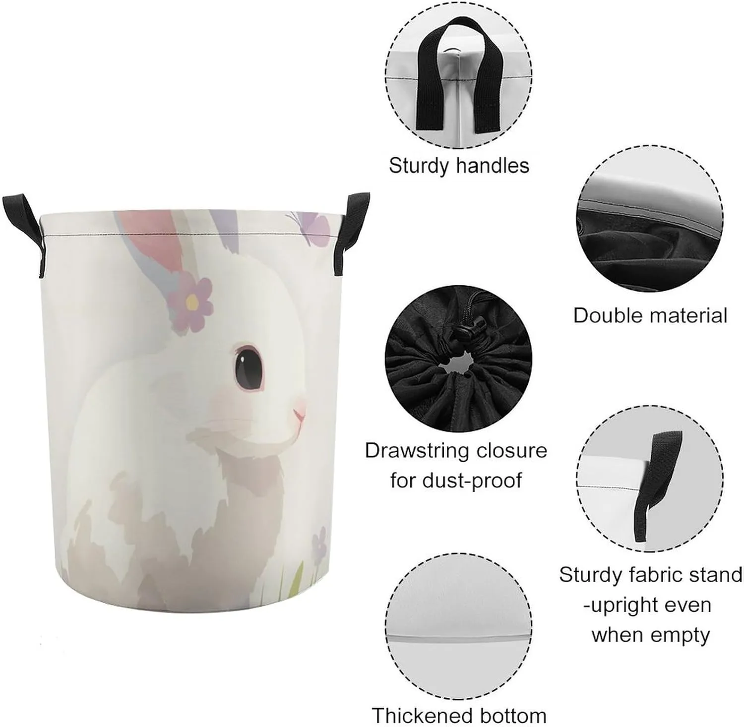 Laundry Hampers, Large Drawstring Laundry Bag, Removable Laundry Bags, Collapsible Storage Bin with Handles for Home Organization, Kids Room, Nursery Vertebrate