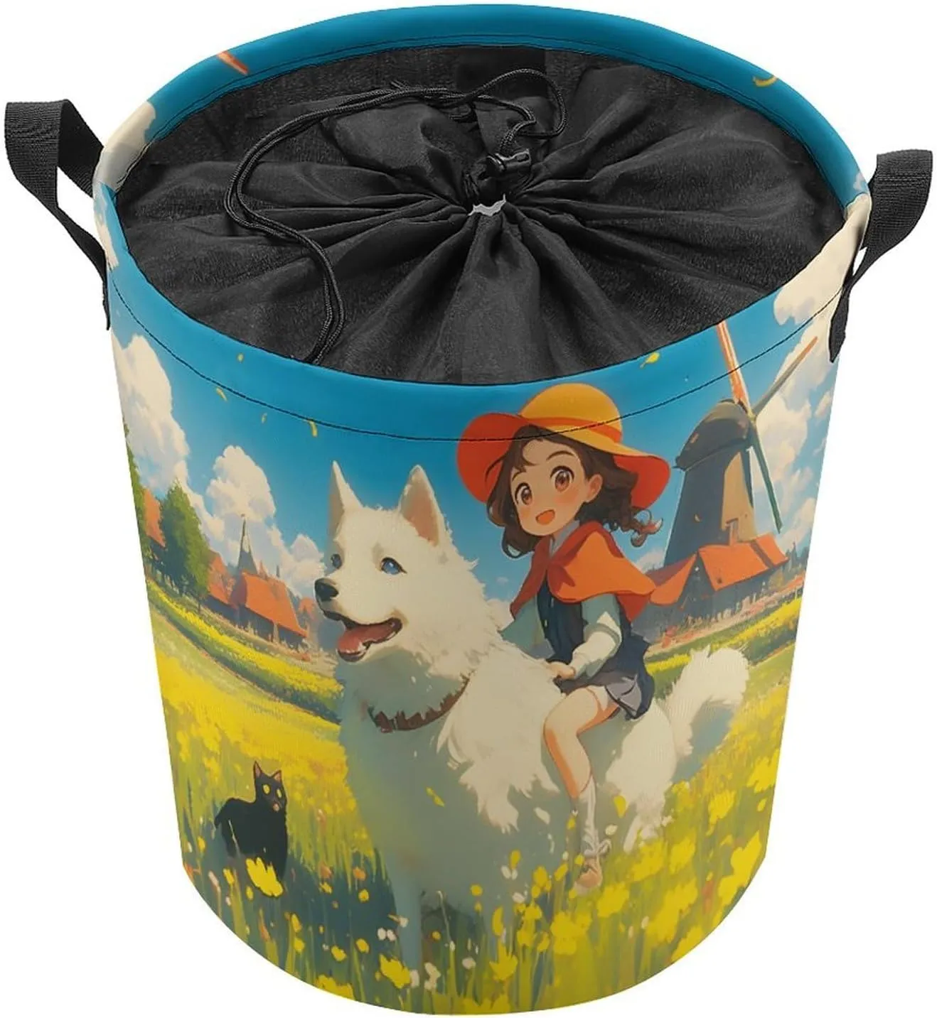 Laundry Hampers, Large Drawstring Laundry Bag, Removable Laundry Bags, Collapsible Storage Bin with Handles for Home Organization, Kids Room, Nursery Vertebrate