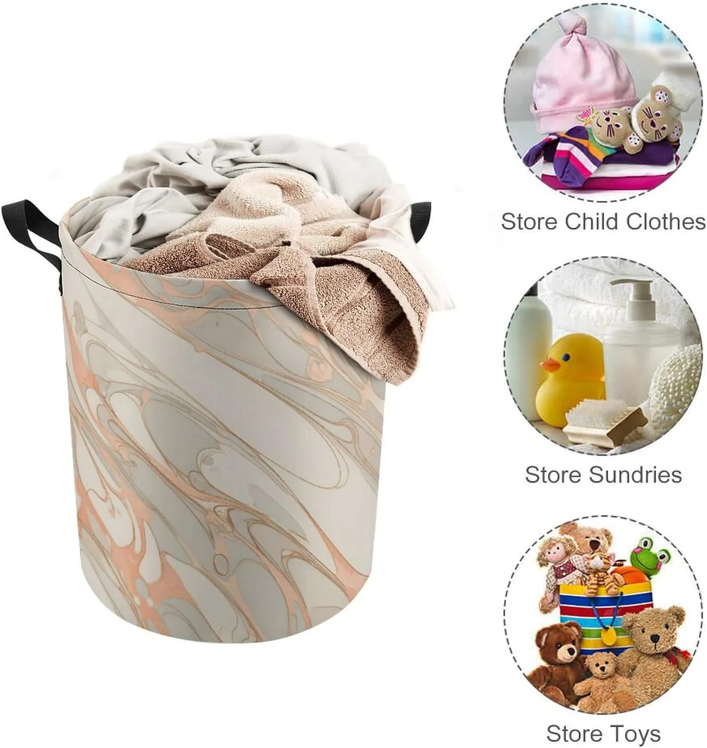 Laundry Hampers, Large Drawstring Laundry Bag, Removable Laundry Bags, Collapsible Storage Bin with Handles for Home Organization, Kids Room, Nursery Vertebrate