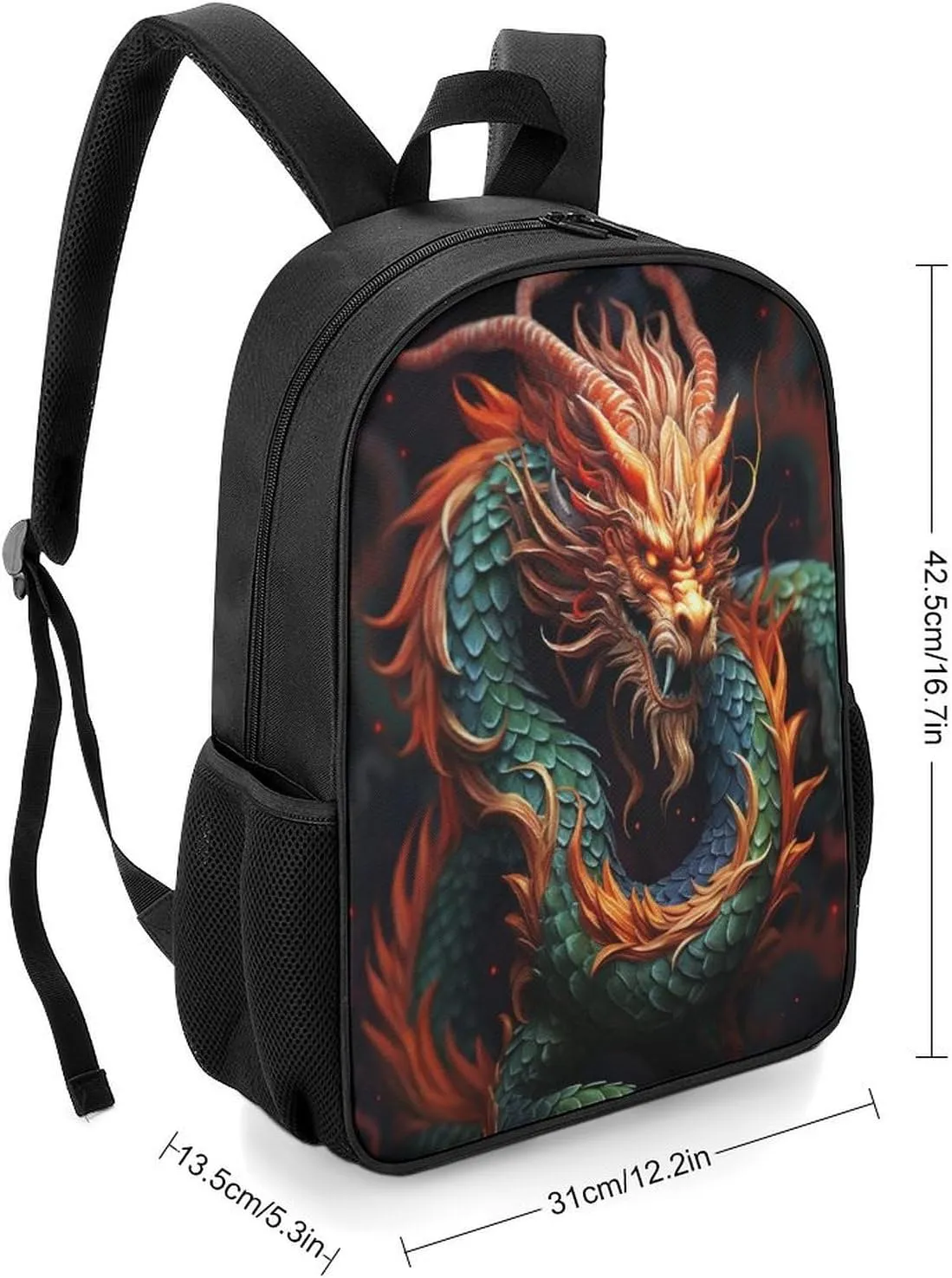 Lightweight Backpacks Cute Travel Bag Durable Chinese Serpent Printing Small Travel Backpack For Women & Men
