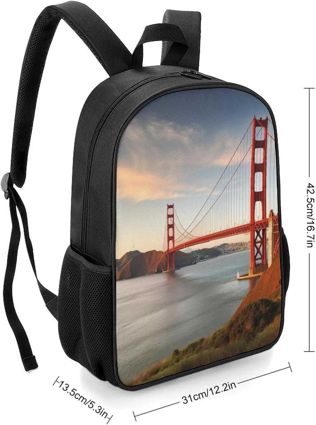 Lightweight Backpacks Cute Travel Bag Durable Golden Gate Bridge Printing Small Travel Backpack For Women & Men
