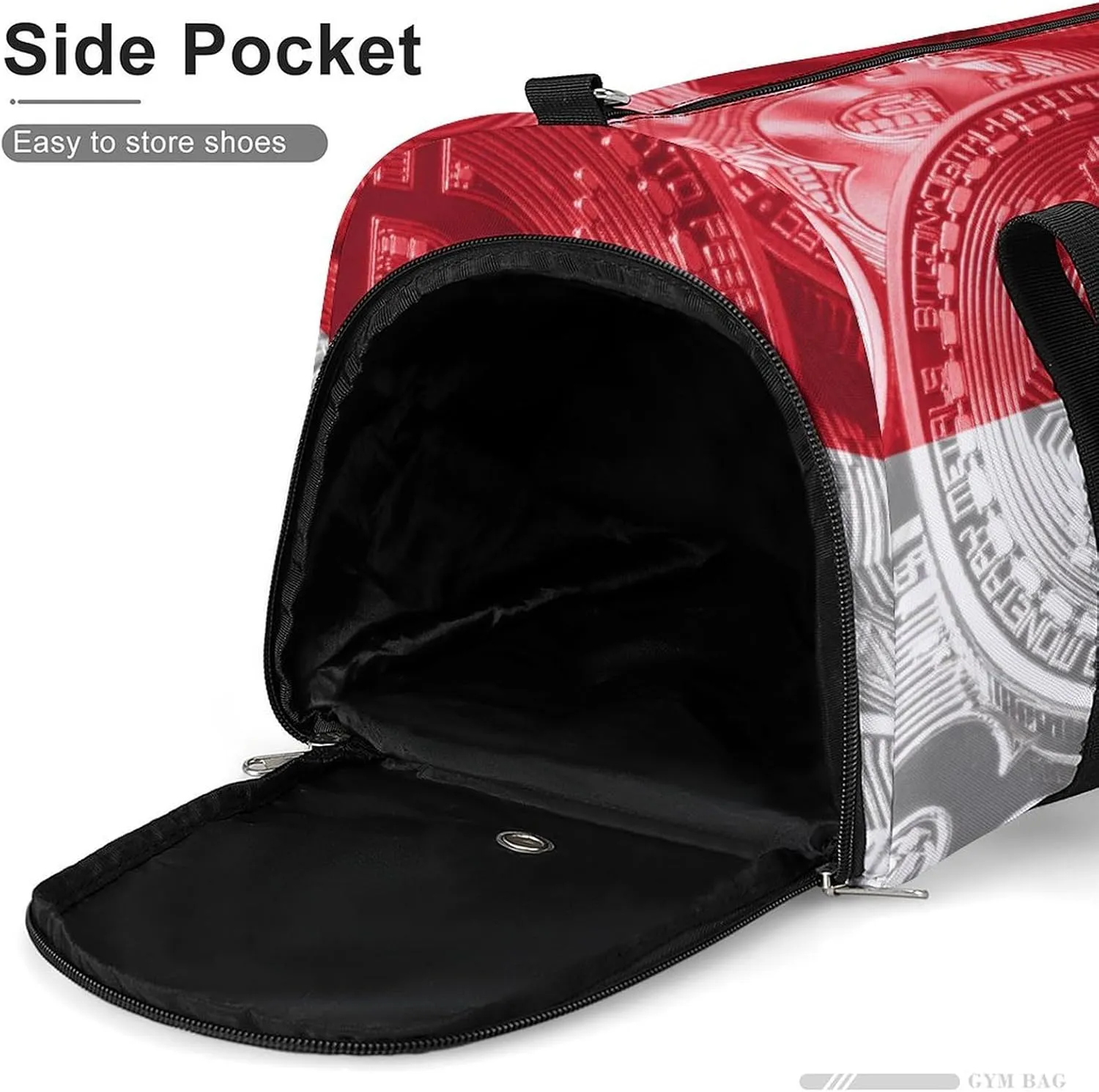 Lightweight Monaco Flag Bitcoin Gym Bag with Shoe Compartment Waterproof Duffel