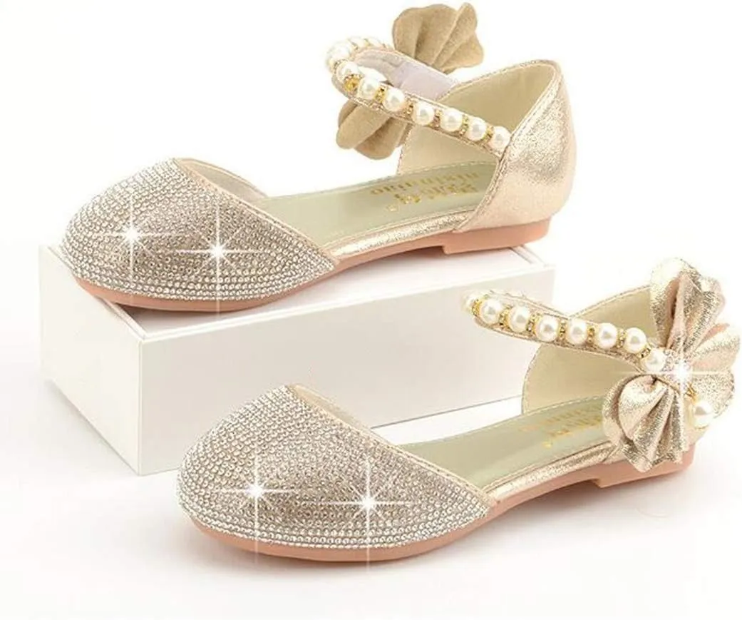 Little Girl's Adorable Sparkle Mary Jane Ballerina Flat Princess Flower Wedding Party Dress Shoes