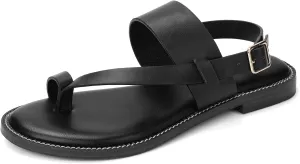 Luffymomo Women's Thong Flat Sandals Adjustable Ankle Buckle Summer Sandal Casual Open Toe Fisherman Shoes