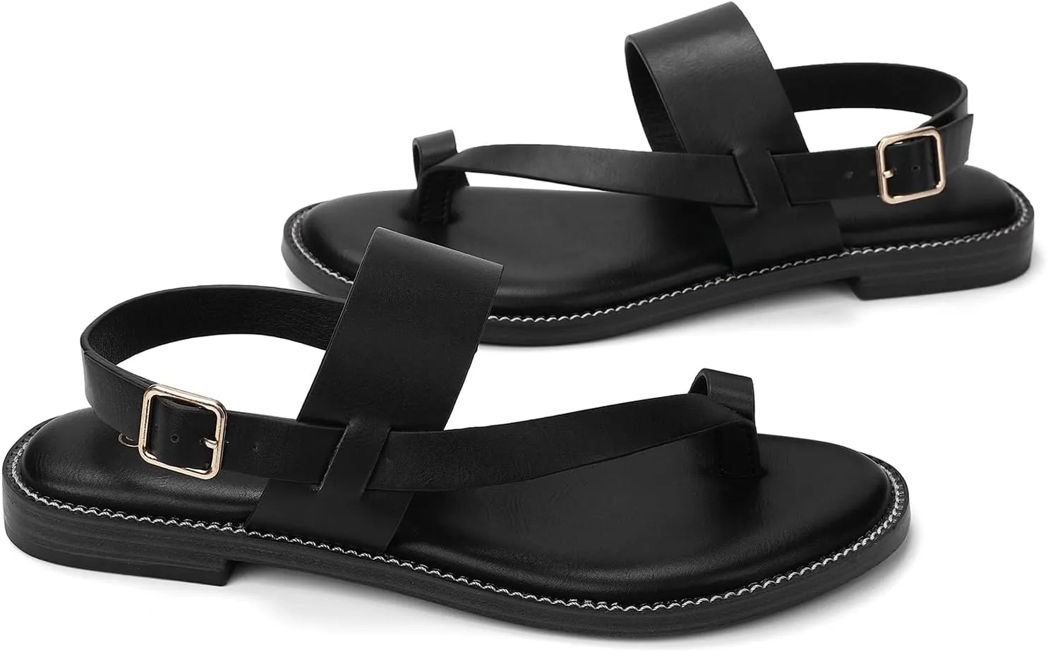 Luffymomo Women's Thong Flat Sandals Adjustable Ankle Buckle Summer Sandal Casual Open Toe Fisherman Shoes