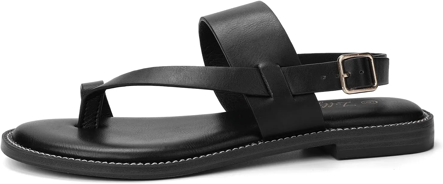 Luffymomo Women's Thong Flat Sandals Adjustable Ankle Buckle Summer Sandal Casual Open Toe Fisherman Shoes