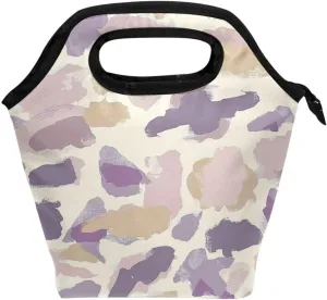 Lunch Bags Reusable Thermal Insulated Cooler Lunch Box Pouch Foldable Food Carry Case Tote Handbag purple graffiti