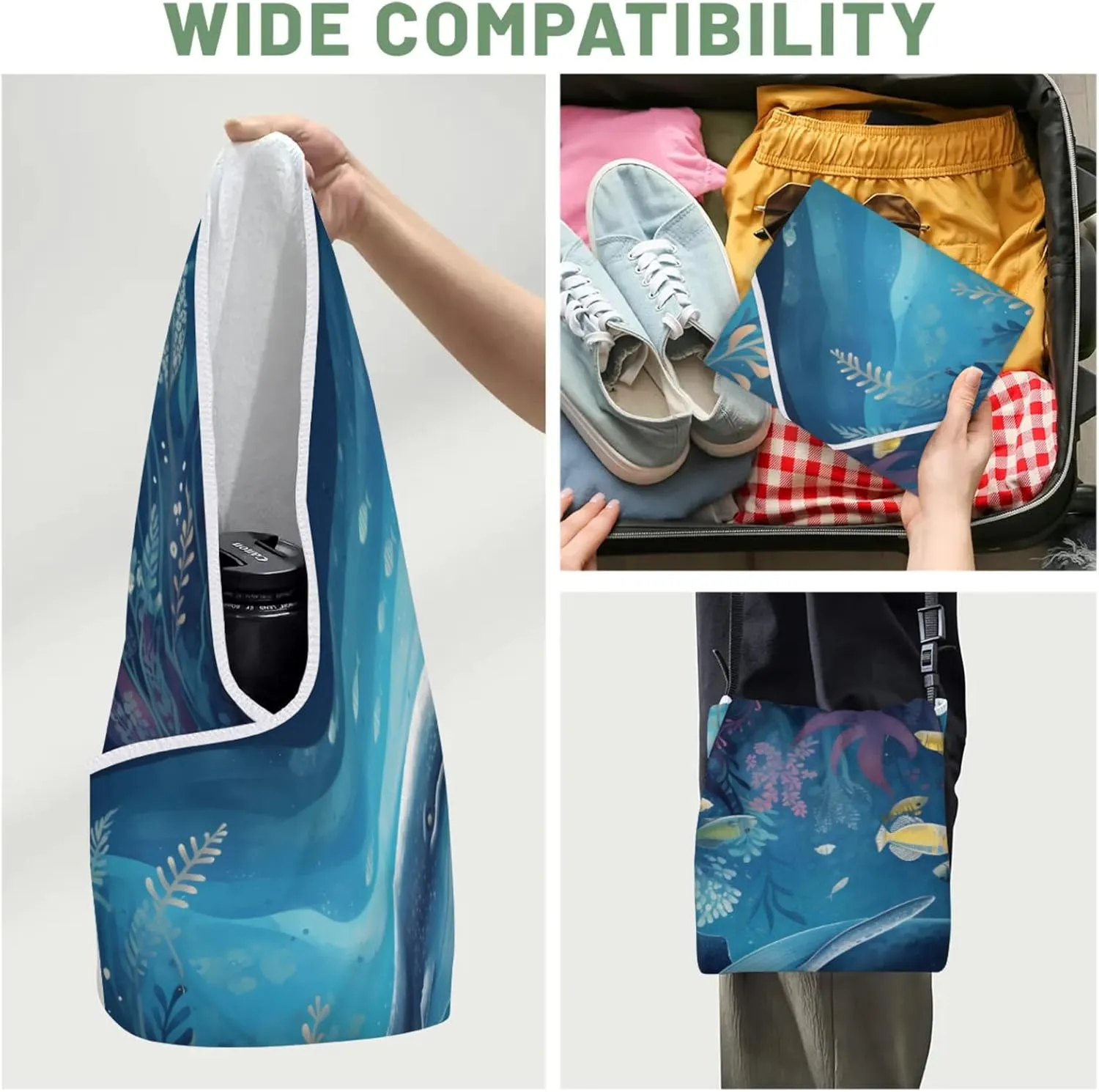 Magic Cosmetics Pouch Sea Animal Whale Self-Adhesive Camera Cover Cloth Protective Foldable Makeup Bag for Lens Cat Makeup Bag 21.7x21.7