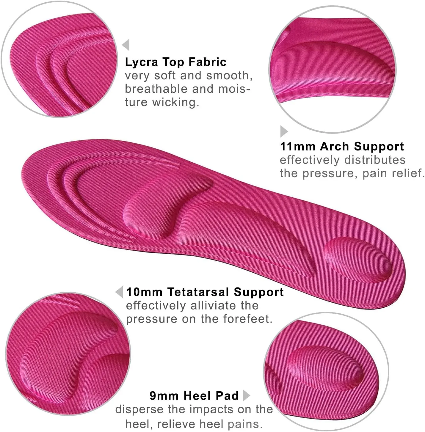 Memory Foam Insoles for Women Arch Support Insoles for Flat Feet Plantar Fasciitis Pain Relief Comfort Nonslip Shoe Pads for Boots Thin Memory Foam Inserts for Women, 5 Pairs