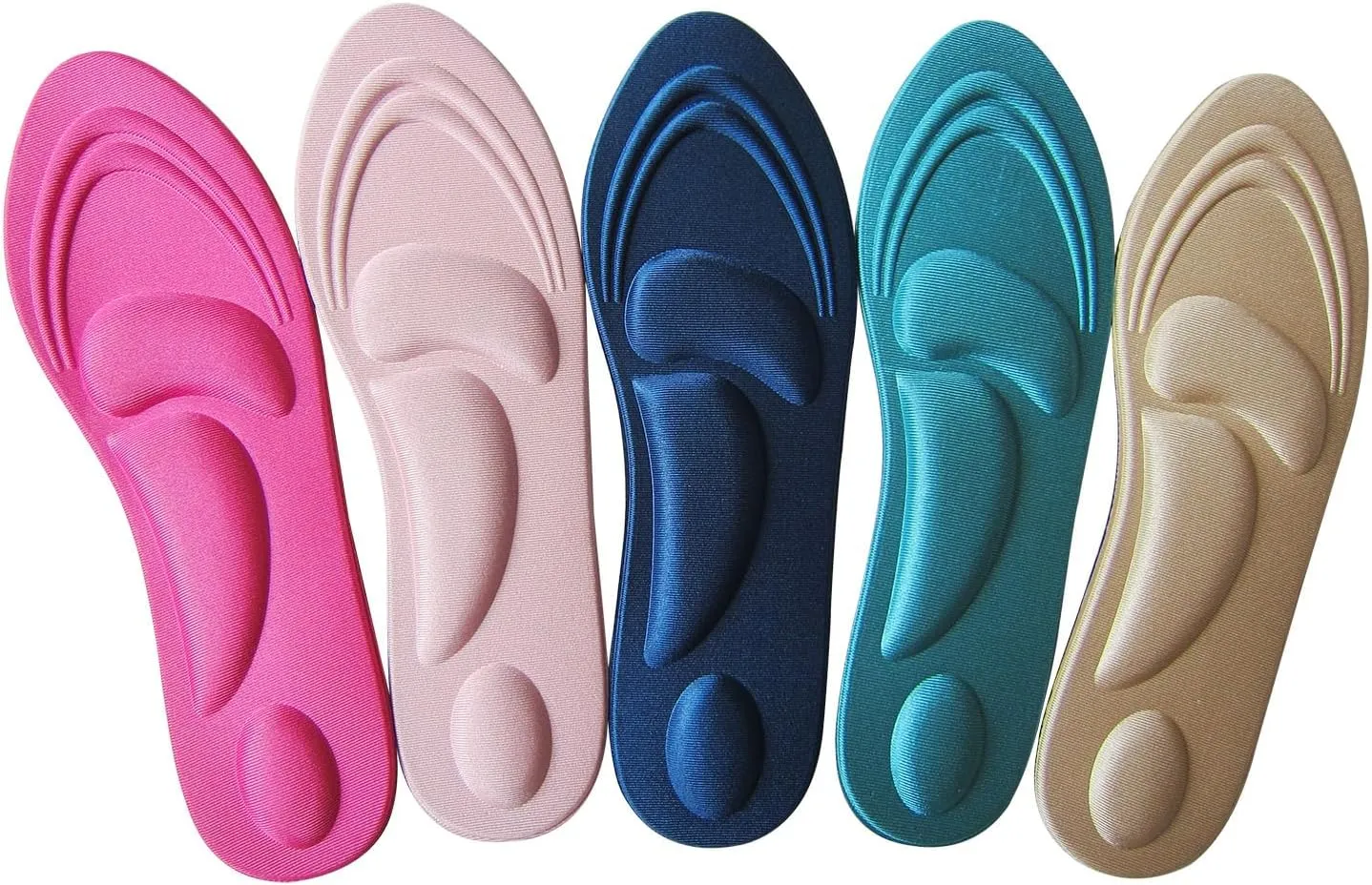 Memory Foam Insoles for Women Arch Support Insoles for Flat Feet Plantar Fasciitis Pain Relief Comfort Nonslip Shoe Pads for Boots Thin Memory Foam Inserts for Women, 5 Pairs