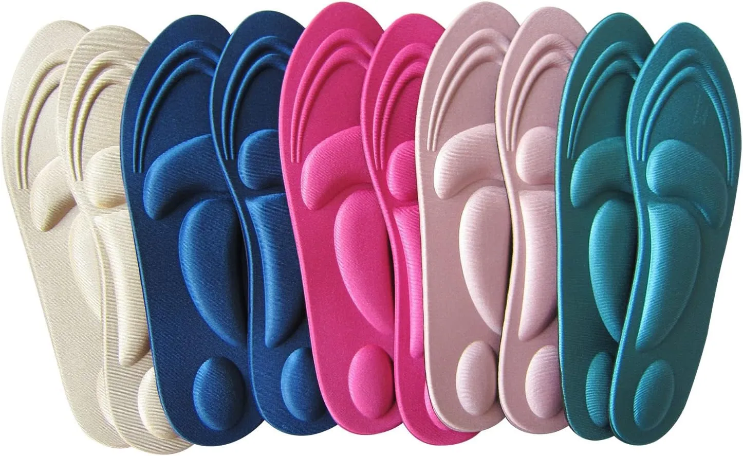 Memory Foam Insoles for Women Arch Support Insoles for Flat Feet Plantar Fasciitis Pain Relief Comfort Nonslip Shoe Pads for Boots Thin Memory Foam Inserts for Women, 5 Pairs