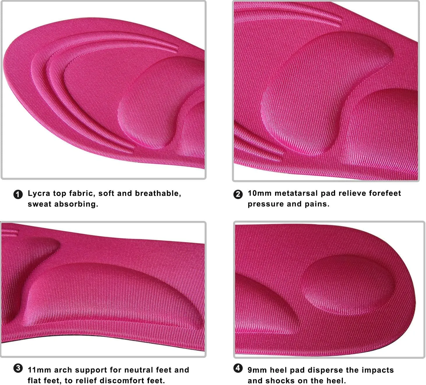 Memory Foam Insoles for Women Arch Support Insoles for Flat Feet Plantar Fasciitis Pain Relief Comfort Nonslip Shoe Pads for Boots Thin Memory Foam Inserts for Women, 5 Pairs