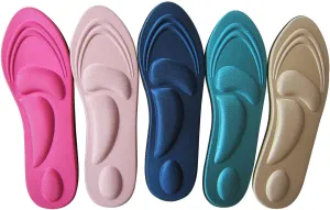 Memory Foam Insoles for Women Arch Support Insoles for Flat Feet Plantar Fasciitis Pain Relief Comfort Nonslip Shoe Pads for Boots Thin Memory Foam Inserts for Women, 5 Pairs