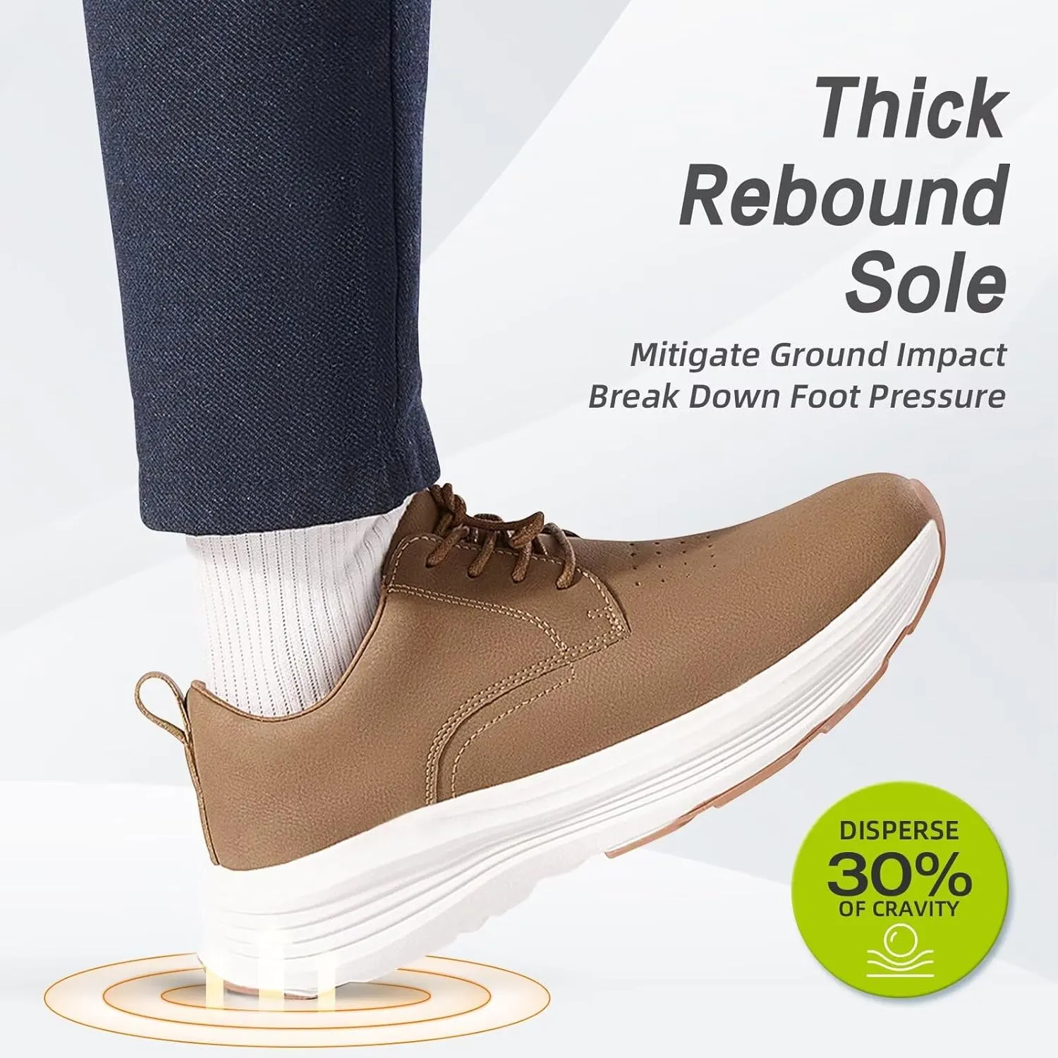 Men's Orthopedic Leather Dress Shoes: Casual Arch Support Plantar Fasciitis Orthotic Walking Business Oxford, Comfortable High Arch Golf Tennis Work Sneakers for Foot Heel Pain Relief